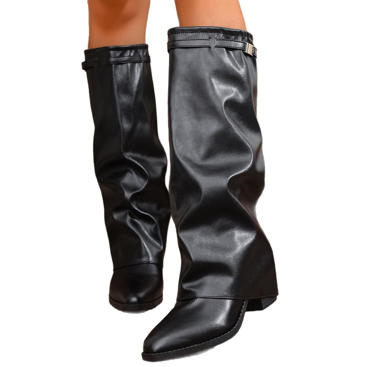Damen Slouch‑Stiefel mit spitzer Zehenpartie und niedrigem Blockabsatz Echoarchiv