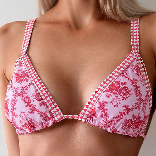 Damen Triangel-Bikini mit floralem Rüschendesign und verstellbaren Trägern Echo Archiv