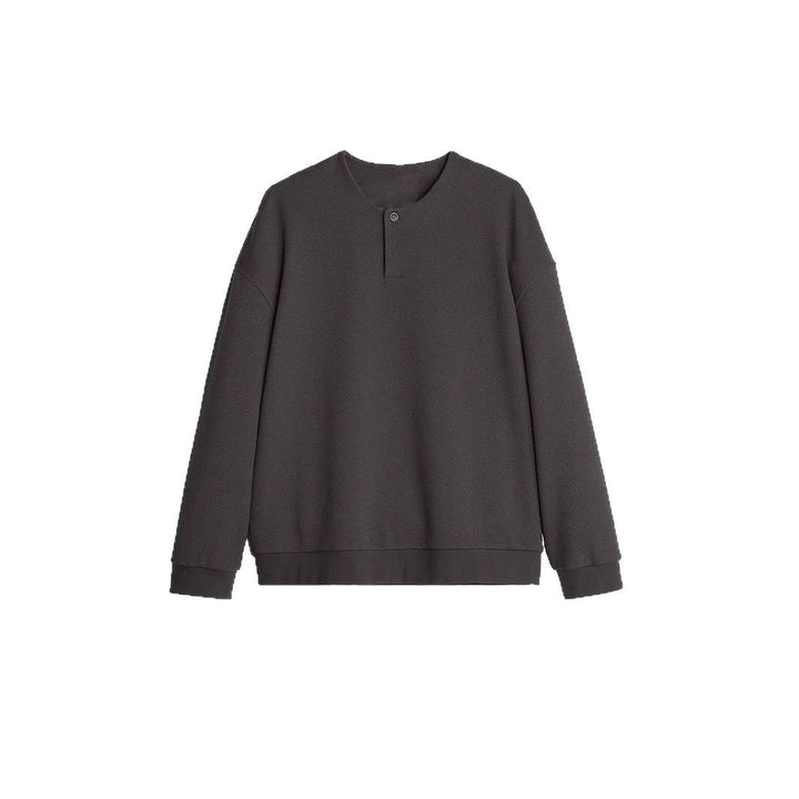 Herren Strukturierter Oversize-Strickpullover mit Henley-Knopfleiste Echoarchiv