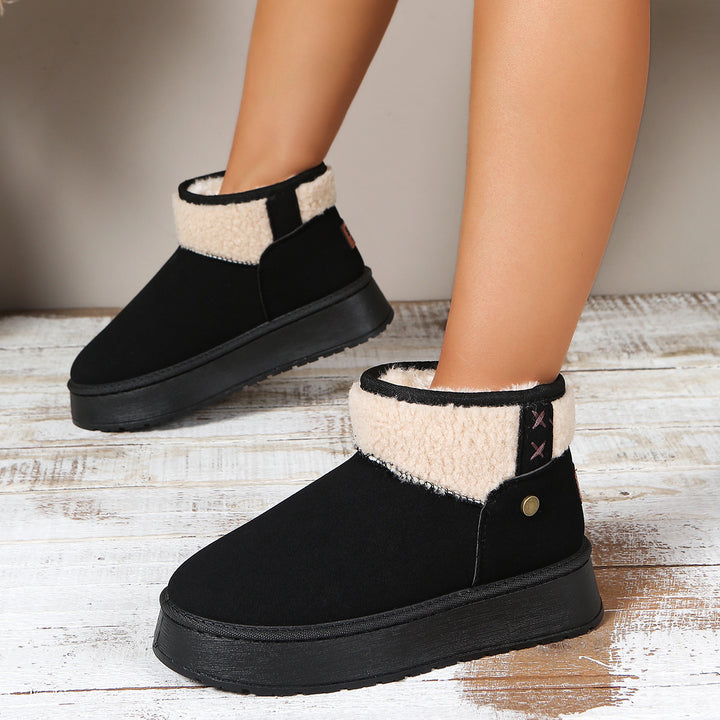 Damen Gefütterte Plateau-Stiefelette mit Teddykragen und Slip-On-Schaft Echo Archiv