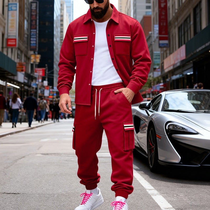 Herren Urbanes zweiteiliges Utility-Joggingset mit Overshirt und Cargo-Hose Echoarchiv