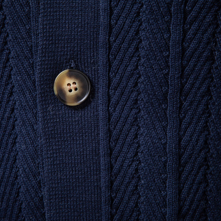 Herren Feinstrick-Button-Cardigan mit Zopfmuster und Stehkragen Echoarchiv