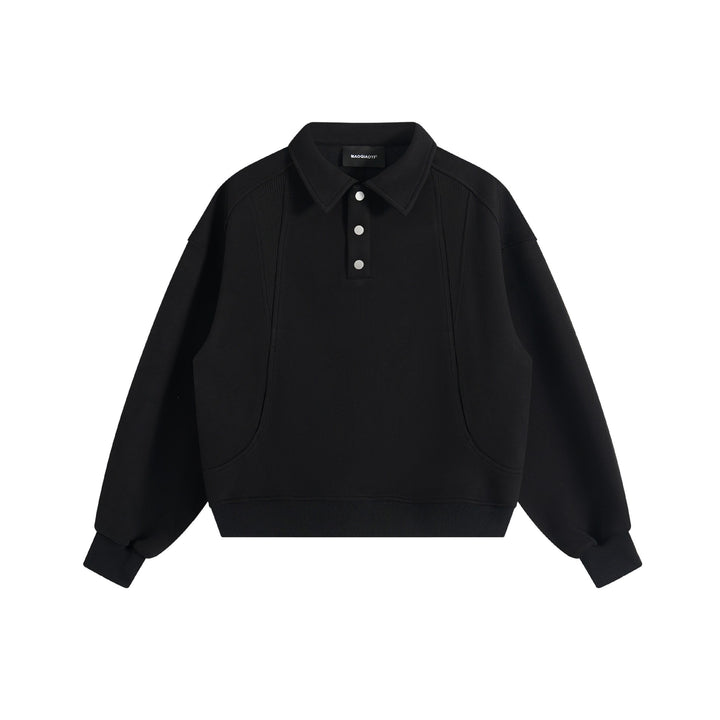 Unisex Poloshirt-Sweatshirt mit Kentkragen, Druckknopf‑Halbleiste und Kängurutasche Echoarchiv