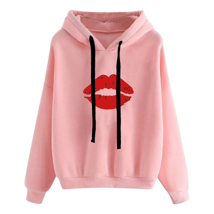Damen lässiger Oversize Kapuzenpullover mit Herz‑und‑Pfotenprint, Kordelzug und gerippten Bündchen – Auréline