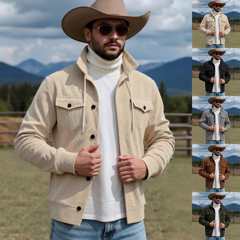 Herren Cordjacke mit praktischen Brusttaschen und Kordelzug Echoarchiv