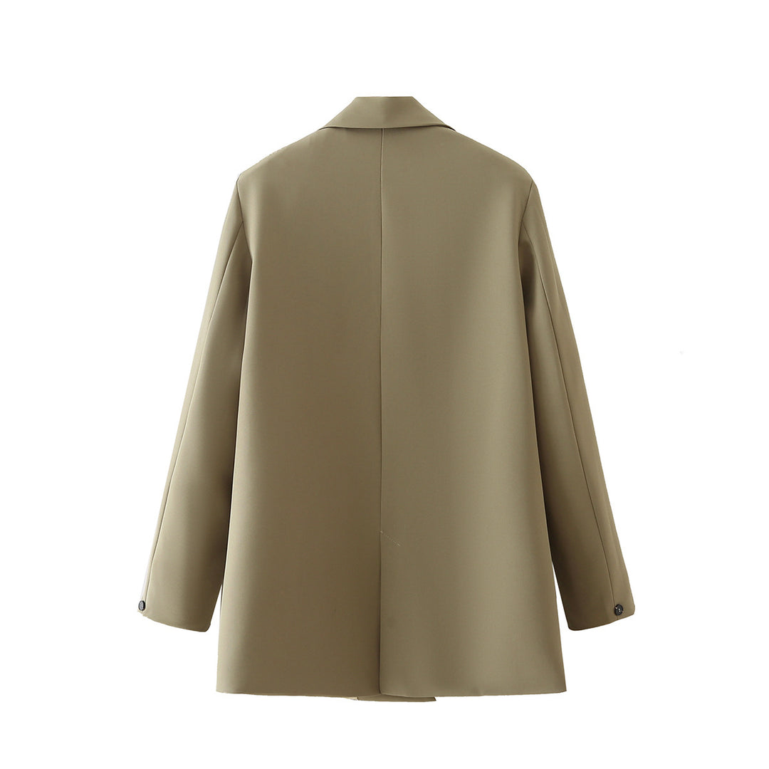 Damen taillierter Longblazer im Oversize-Look mit Reverskragen und Pattentaschen – Valéne