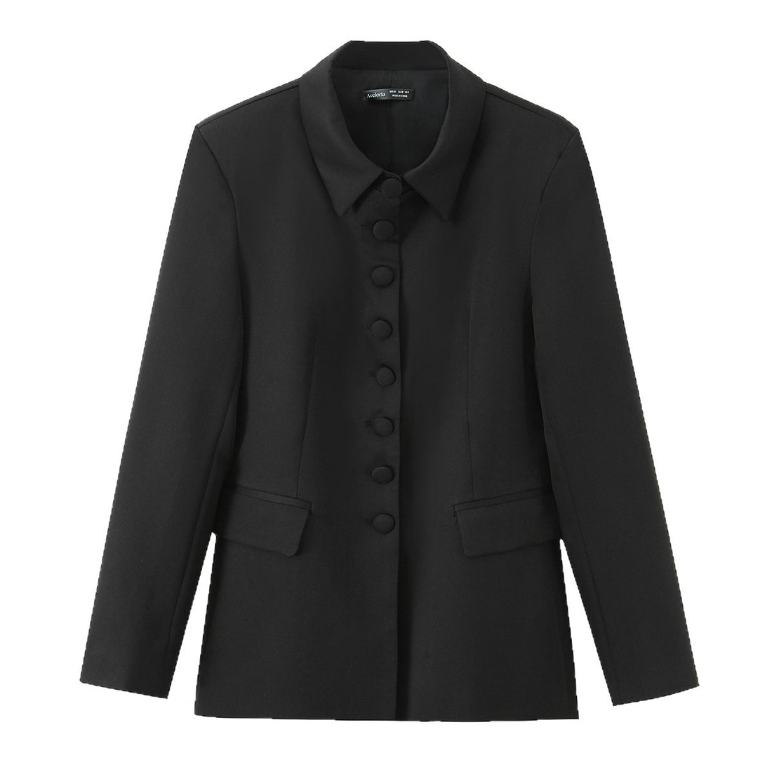 Damen Eleganter taillierter Blazer mit bezogenen Knöpfen und Pattentaschen Echoarchiv