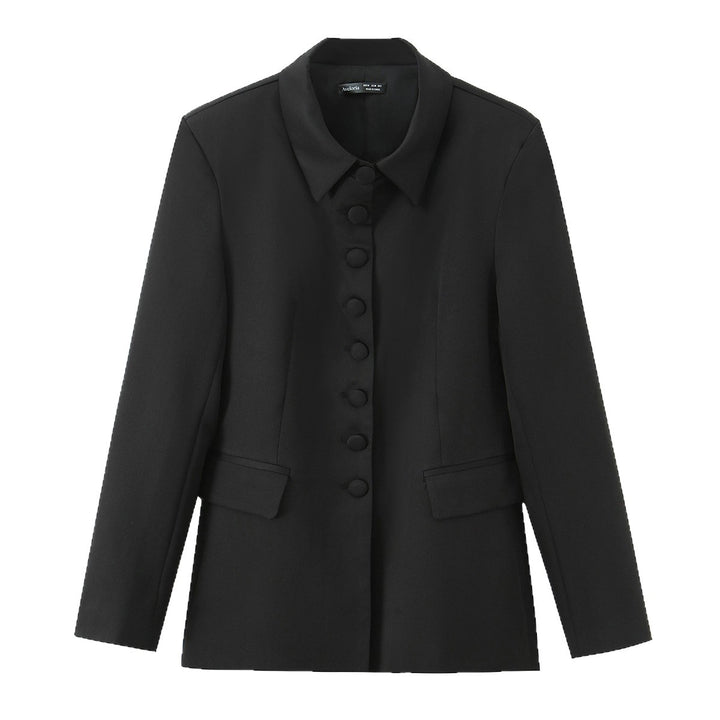 Damen Eleganter taillierter Blazer mit bezogenen Knöpfen und Pattentaschen Echoarchiv