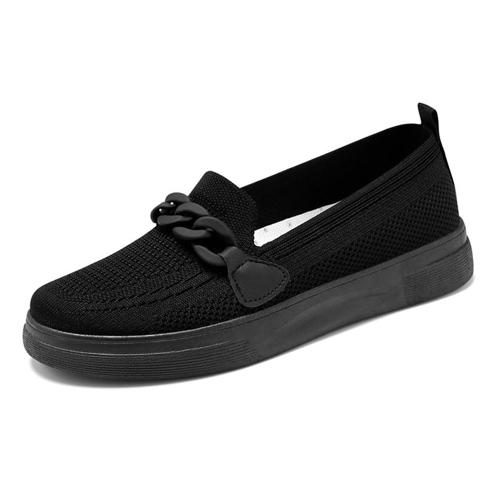 Damen nan komfortabler Strick-Slip-On Loafer mit elastischem Einstieg, dekorativer Kettenapplikation und stoßdämpfender EVA-Leichtsohle Echo Archiv