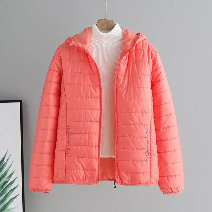 Damen gesteppte Übergangsjacke mit praktischen Taschen und Kapuze Echoarchiv
