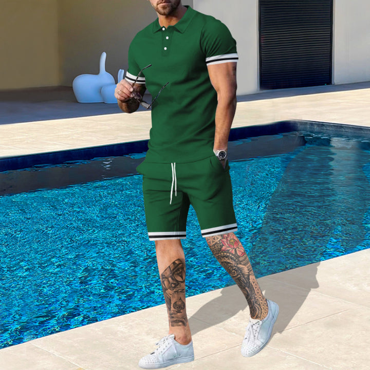 Herren lässiges Poloshirt und Shorts Set mit atmungsaktivem Stoff Echoarchiv