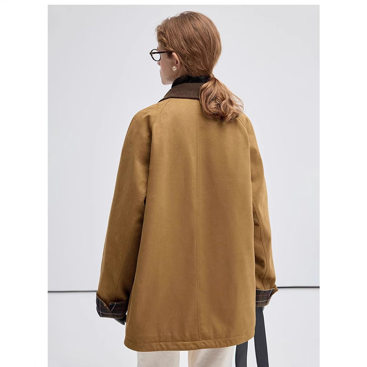 Damen Modische Übergangsjacke aus weichem Material mit Karomuster Echoarchiv