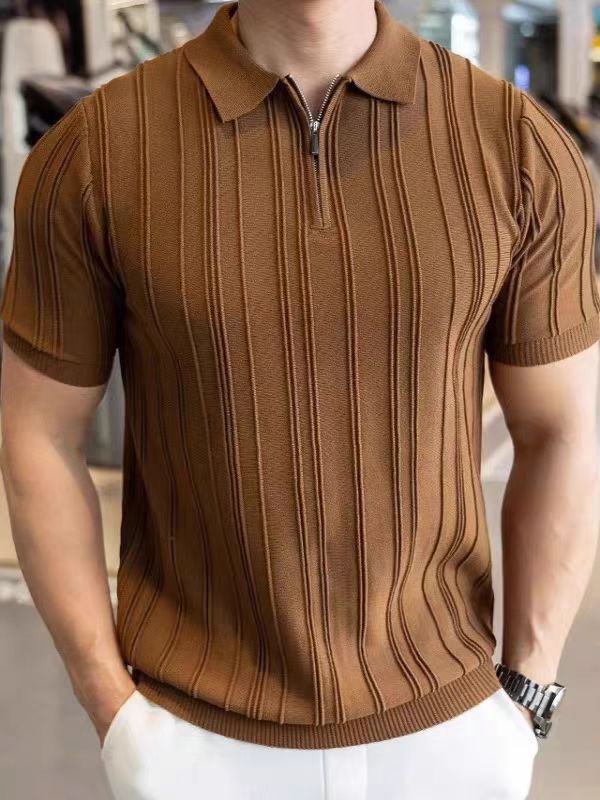 Stylisches kurzärmliges Poloshirt für Männer mit halbem Reißverschluss Echo Archive