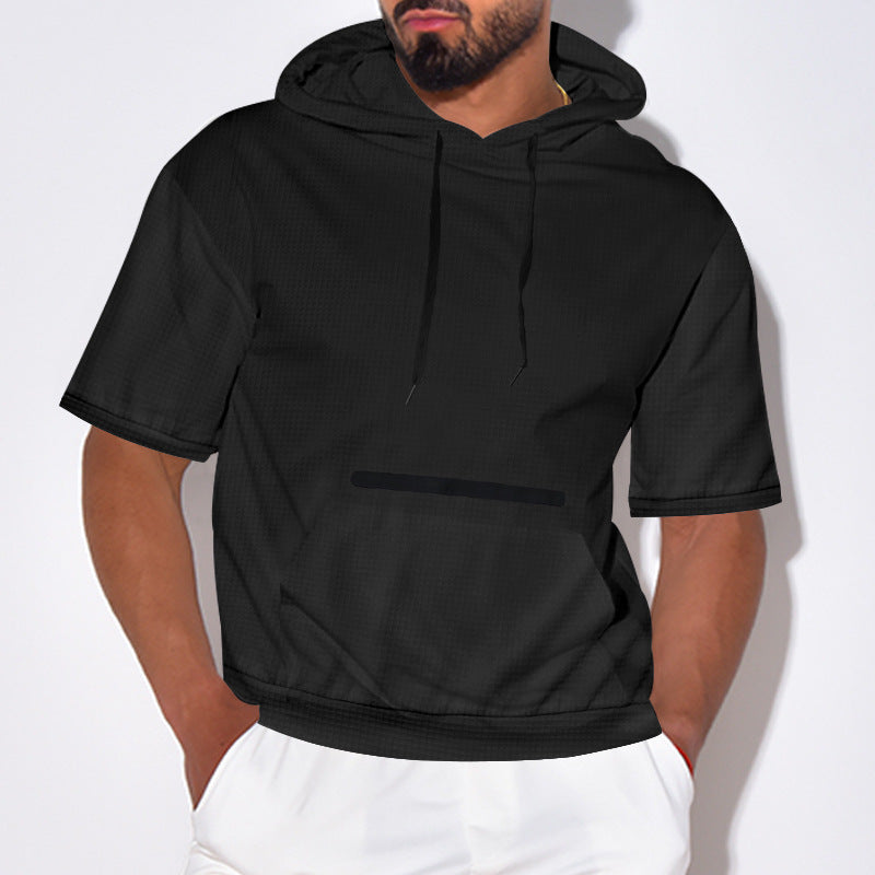 Herren Kurzarm-Hoodie mit praktischem Kängurutasche und atmungsaktiver Struktur Echoarchiv