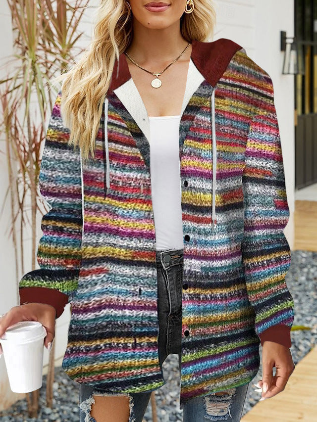 Frauen Oversized Hoodie mit Druckknopfverschluss und Kontrastbesatz – Auréline