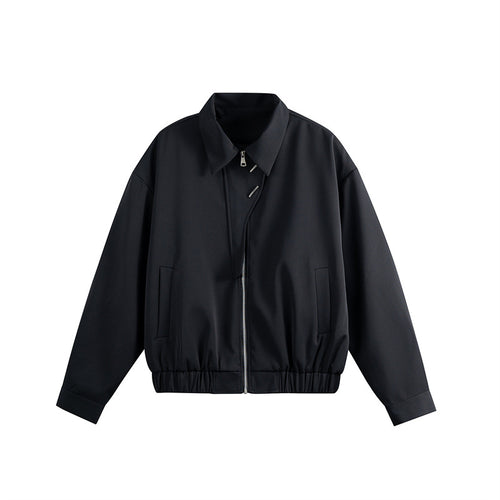 Unisex Leichter Blouson mit Umlegekragen, verdecktem Reißverschluss und elastischem Saum Echoarchiv
