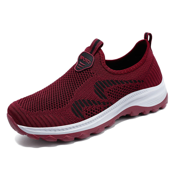Damen nan leichter gestrickter Slip-On Komfortsneaker mit elastischem Einstieg, atmungsaktivem 3D-Strick und gedämpfter EVA-Keilsohle Echo Archiv