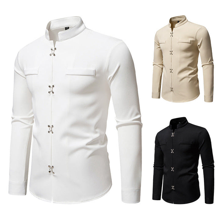 Herren Hemd mit asiatischem Knopfdesign Echoarchiv