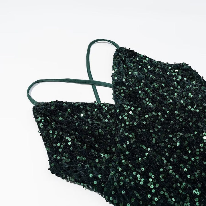 Damen Cocktailkleid mit schimmerndem Paillettenbesatz und asymmetrischem Saum Echo Archiv
