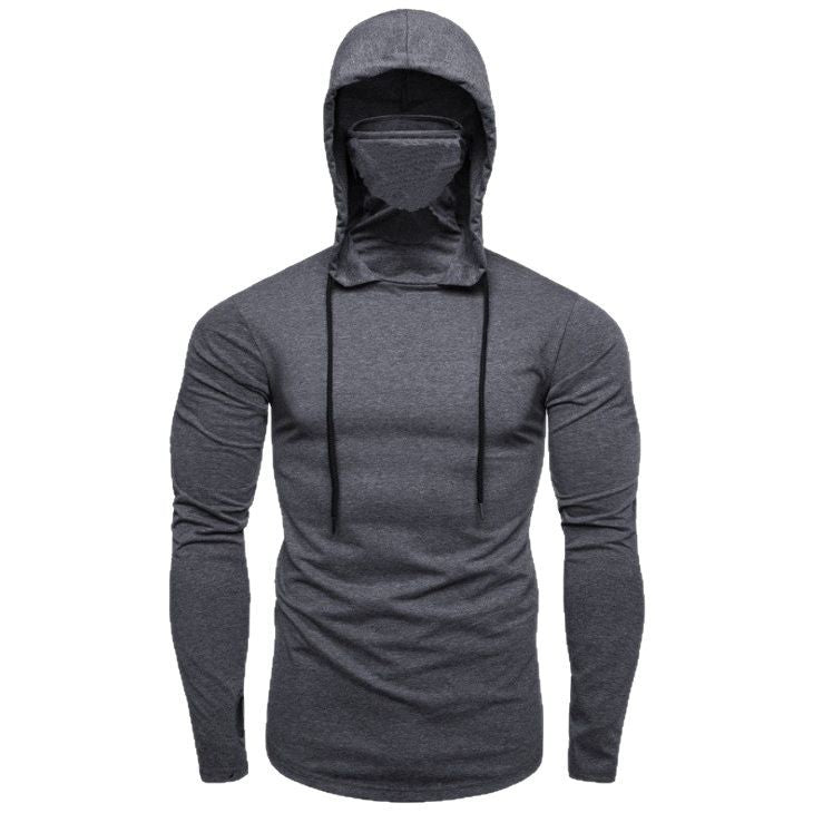 Herren Kapuzenshirt mit integriertem Gesichtsschutz und modischem Design Echoarchiv