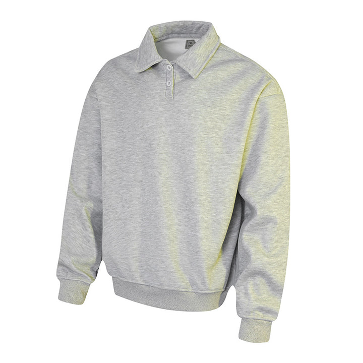 Herren Polo‑Sweatshirt im Oversize‑Relaxed‑Fit mit Rippbündchen und Knopfleiste Echo Archiv