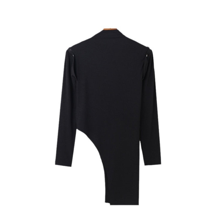 Damen Modisches Langarmkleid mit asymmetrischem Schnitt und elegantem Stehkragen Echoarchiv