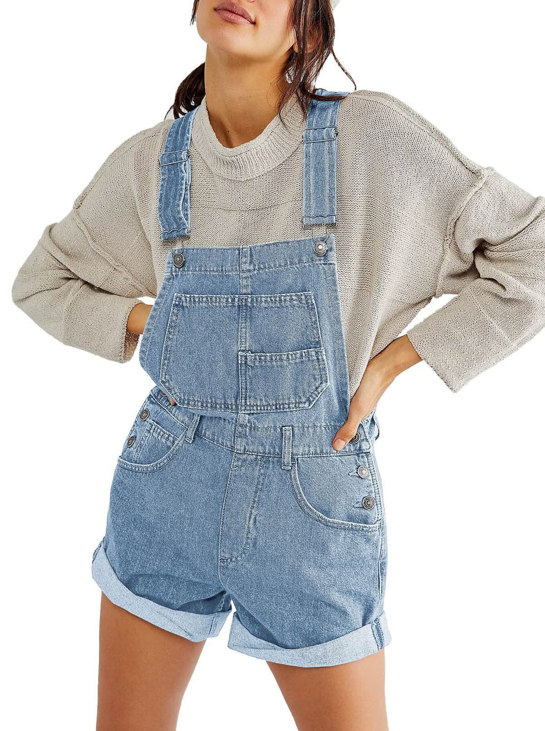 Damen Denim-Latzshorts mit modernen Details und praktischen Taschen Echo Archiv