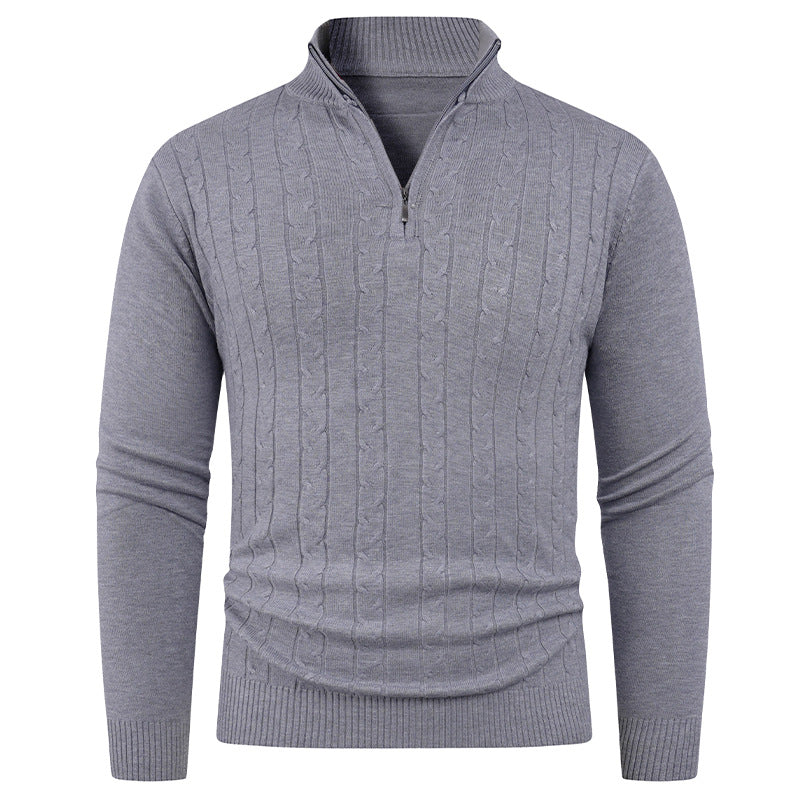 Herren Strukturierter Pullover mit ZIP-Kragen Echoarchiv