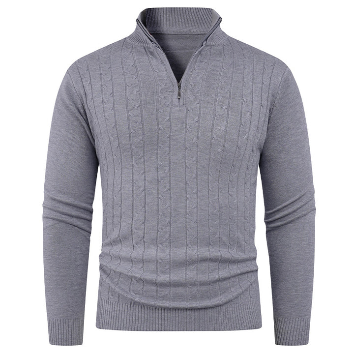 Herren Strukturierter Pullover mit ZIP-Kragen Echoarchiv