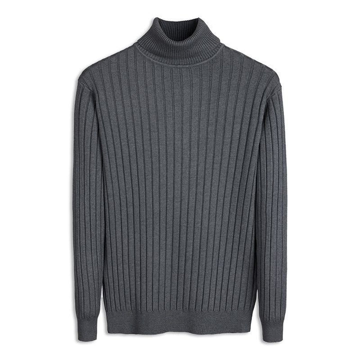 Herren Figurbetonter Rippenstrick‑Rollkragenpullover mit Stretch‑Feinstrick Echo Archiv