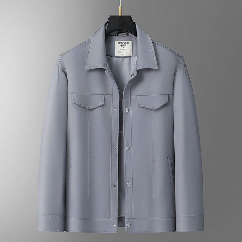 Herren Minimalistische Hemdjacke aus softem Vegan-Kunstleder mit verdeckter Druckknopfleiste Echo Archiv