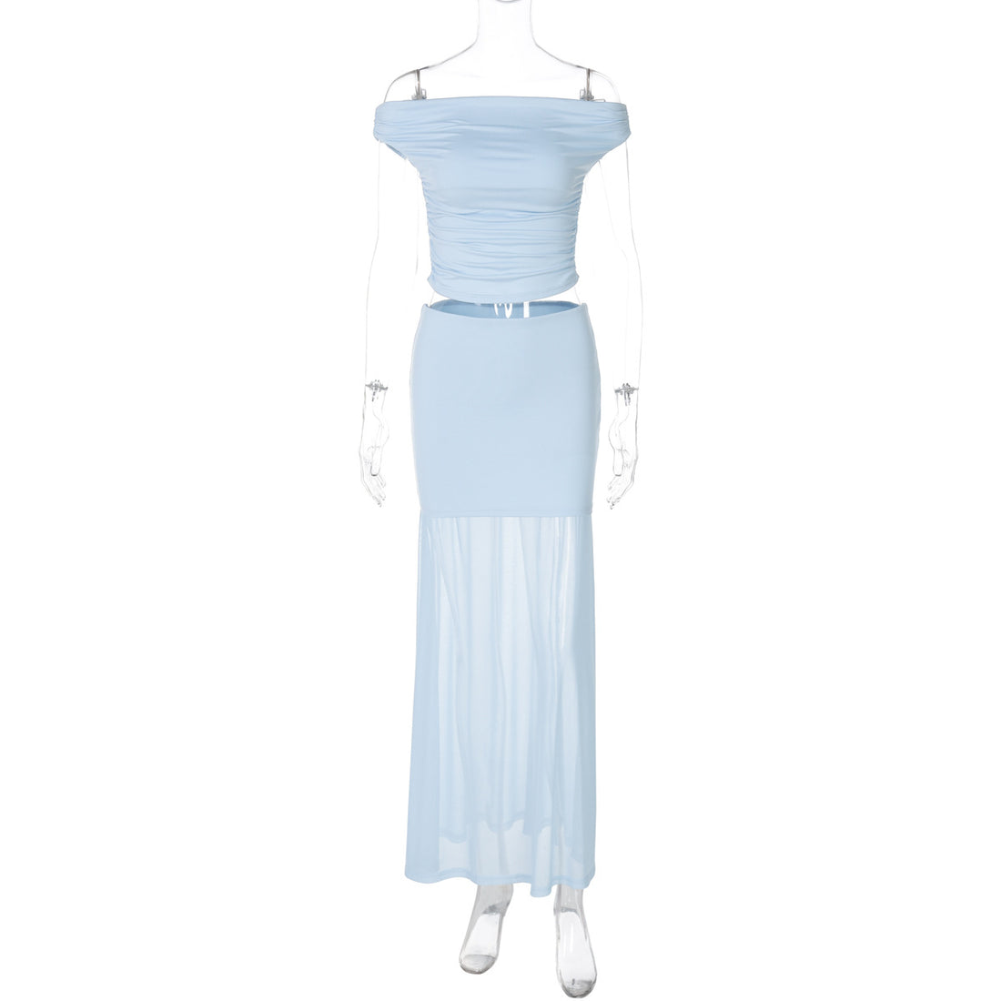 Damen Elegantes Off-Shoulder Maxikleid mit gerafftem Oberteil – Valéora