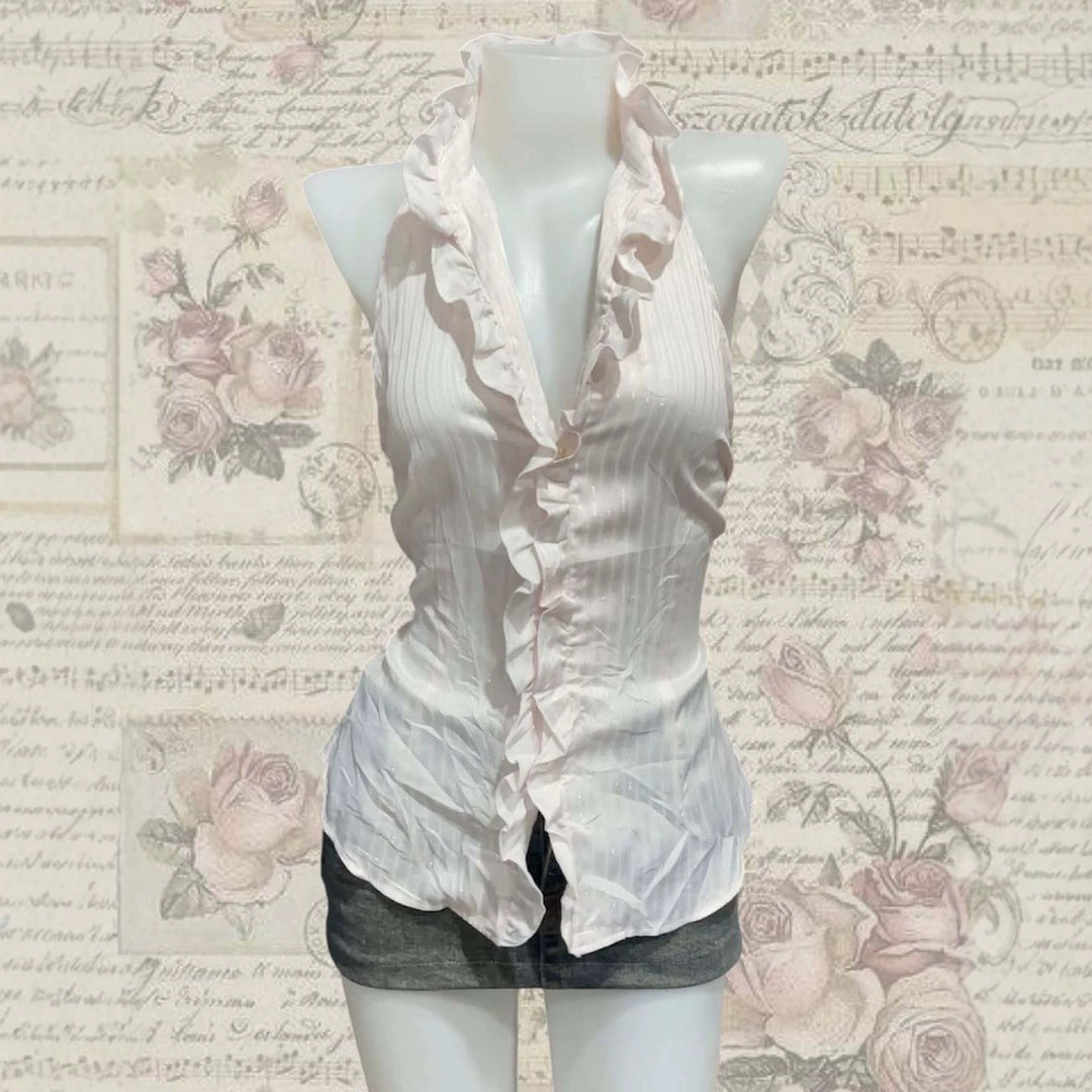 Damen Elegantes Faltenoberteil mit Rüschen Echo Archiv