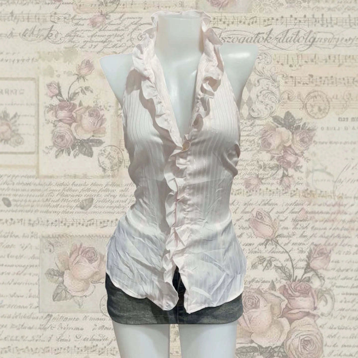 Damen Elegantes Faltenoberteil mit Rüschen Echo Archiv