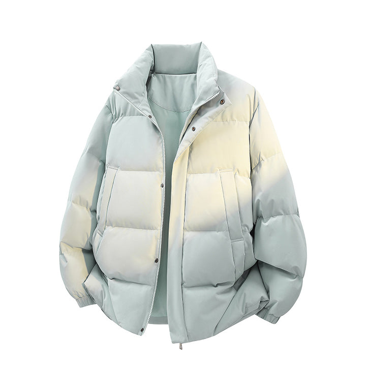 Herren Kurz geschnittener Oversize-Puffer mit Stehkragen, Druckknopfblende und verdecktem Reißverschluss Echoarchiv