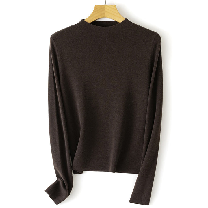Damen Feinstrick-Pullover mit kurzem Stehkragen und schmaler Silhouette Echoarchiv