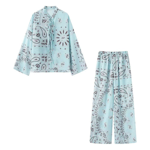 Damen nan weit geschnittene Palazzo-Hose mit Paisley-Print und elastischem Bund Echo Archiv