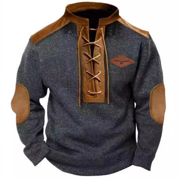 Herren vielseitiger Baumwollpullover mit strukturiertem Kragen Echoarchiv