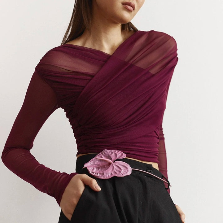 Damen Langarm-Crop-Top Echo Archiv