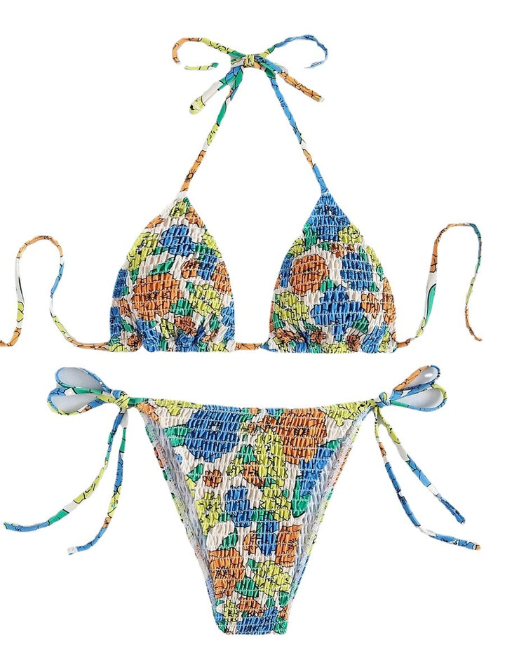 Damen Triangel-Bikini mit strukturierter Oberfläche und floralen Akzenten Echo Archiv