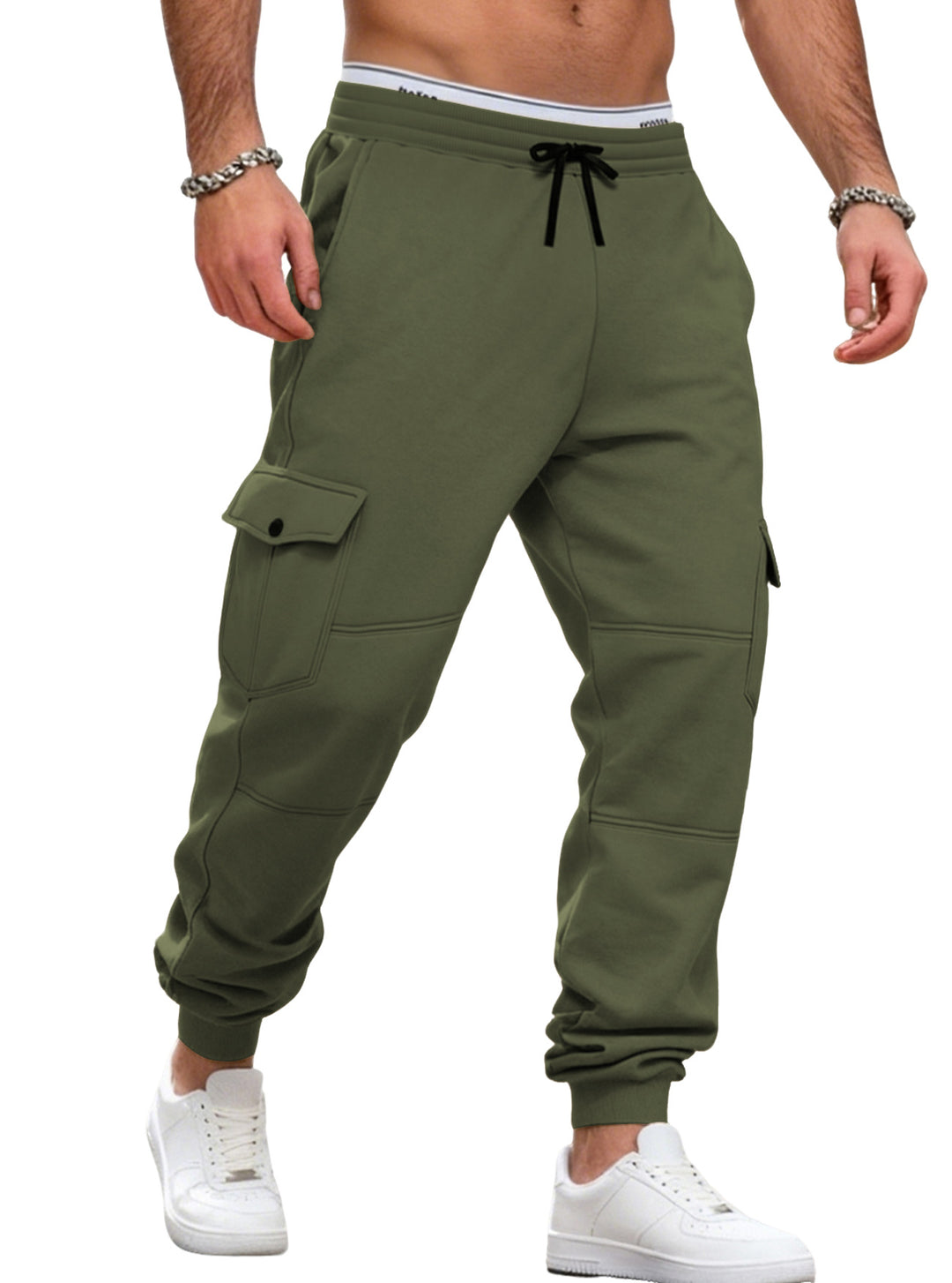 Herren nan sportive Jogginghose mit Cargotaschen Kordelzug und geripptem Knöchelsaum Echo Archiv