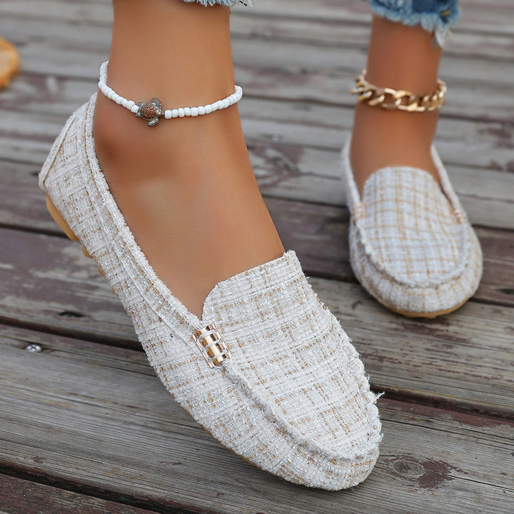 Damen Metallic Mokassin mit Noppenlaufsohle und Ziermetalldetail – Lioré