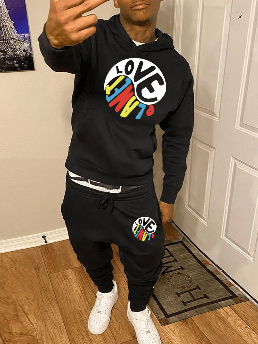 Herren Hoodie und Jogginghose Set mit kreativem Print Echoarchiv
