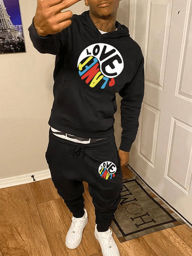 Herren Hoodie und Jogginghose Set mit kreativem Print Echoarchiv