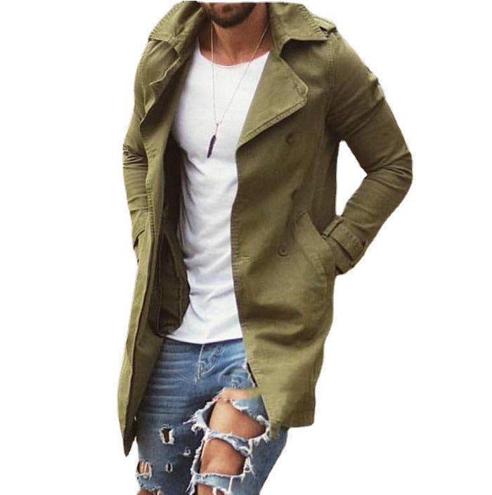 Herren nan leichter urbaner Trenchcoat mit zweireihiger Knopfleiste und lässiger Used-Optik Echo Archiv