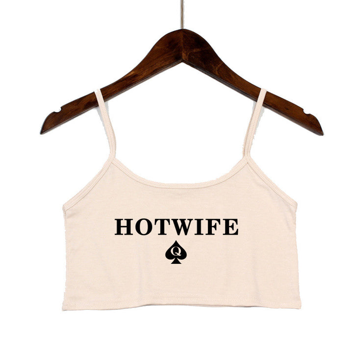 Damen Crop-Top mit modernen Schriftzügen und verstellbaren Trägern Echo Archiv