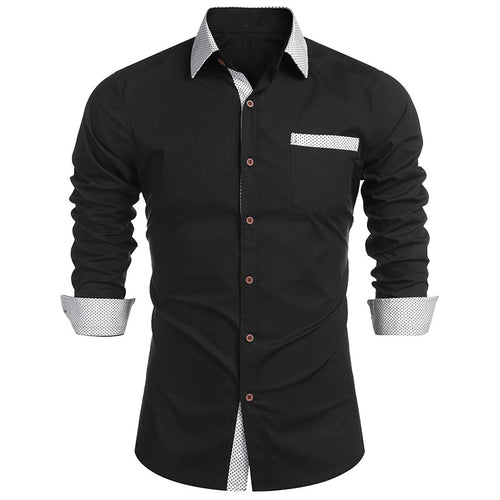 Herren elegantes Langarmhemd mit Kontrastdetails Echoarchiv