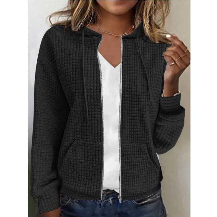 Damen Kapuzenjacke mit Waffelstruktur, Reißverschluss und Eingrifftaschen Echoarchiv