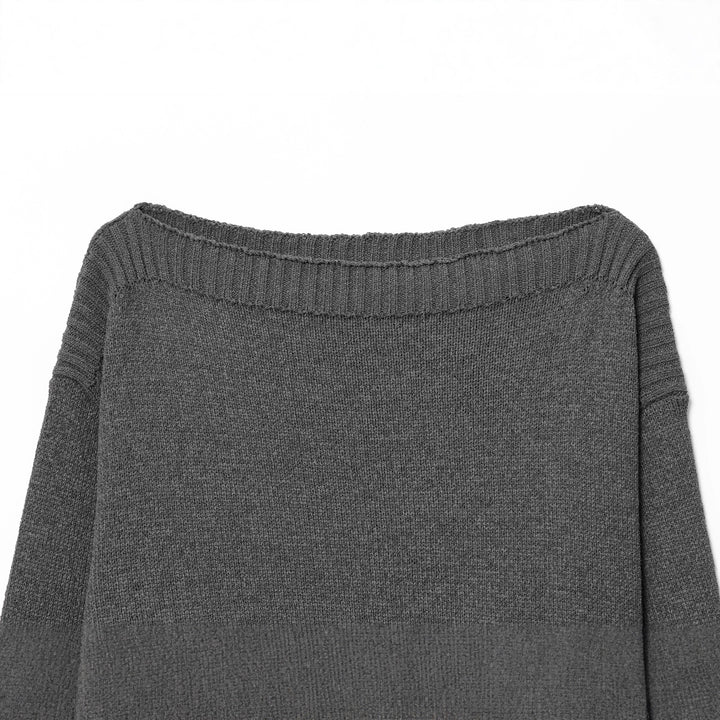 Damen nan kastig-oversize Strickpullover mit weitem U-Boot-Ausschnitt tailliertem Rippenbündchen und voluminösen Ärmeln Echo Archiv