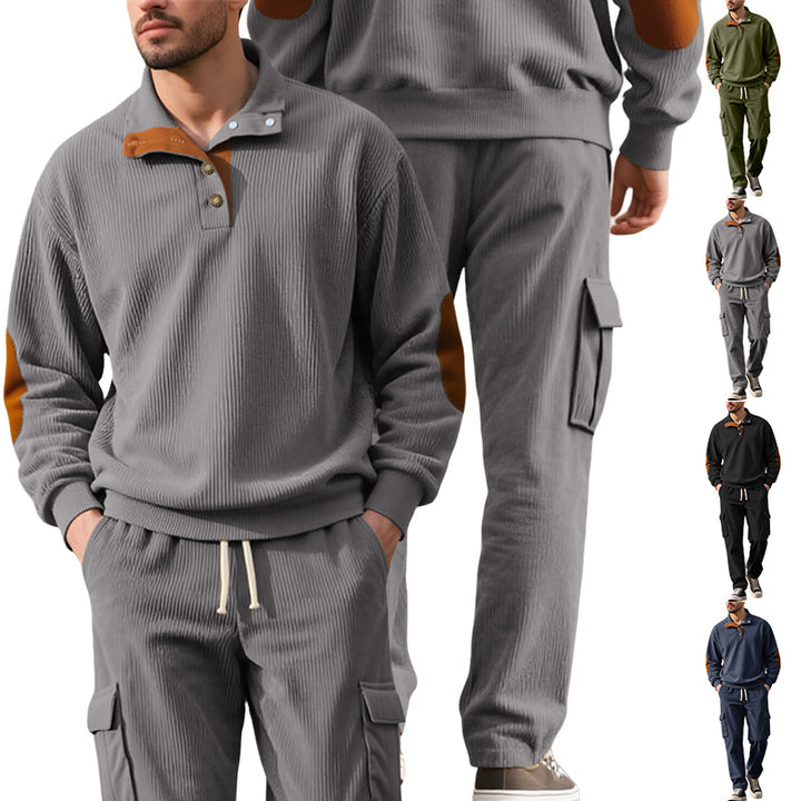 Herren komfortabler Strickanzug mit Knopfleiste und Taschen Echoarchiv